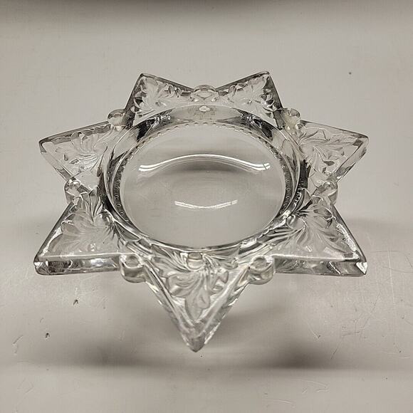 Antique Victorian Pressed Glass 7 Point Star Dome Magnifying Glass Paperweight - Picture 3 of 4